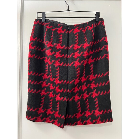 Talbots Petites Women's Black Red Houndstooth Wool Blend Skirt Lined Size 10 P - Picture 2 of 10